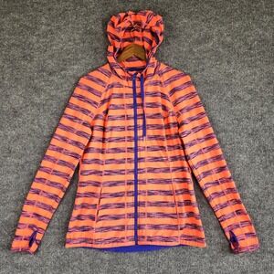 Lukka Jacket Womens XL Full Zip Hoodie Orange Purple Striped Thumbhole Active